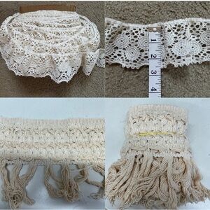 Vintage Laces Roll 2 PC Set Trim Ivory Wide 20”Yard + 3”Yard with tassels